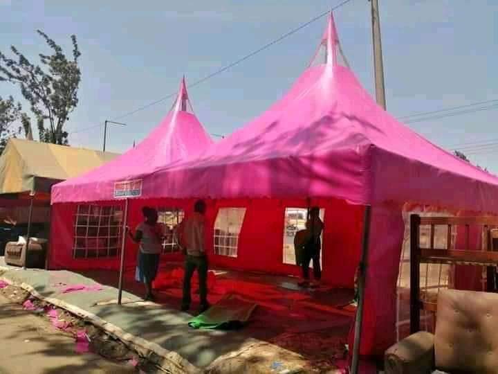 Pagoda tent set up for an event