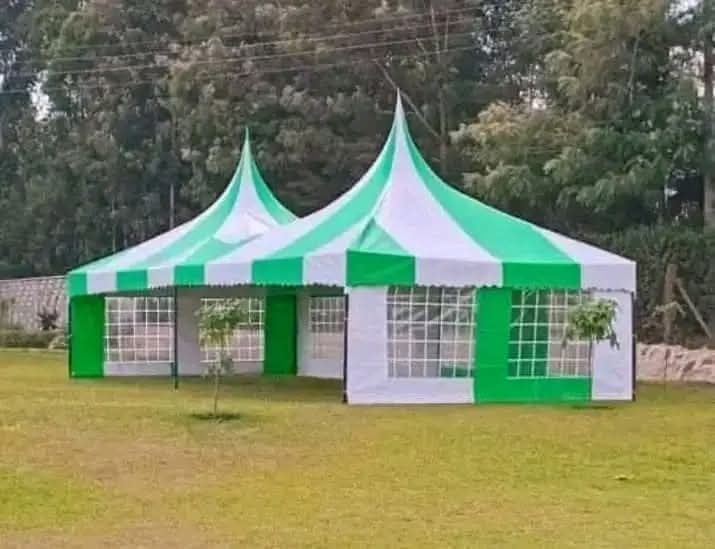 Pole tent set up for an event